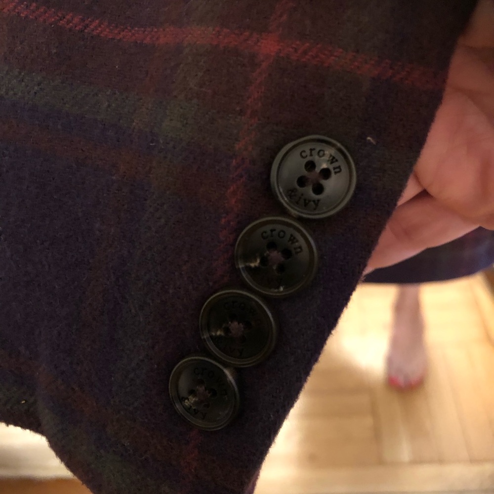 Crown & Ivy Plaid Blazer with Buttons